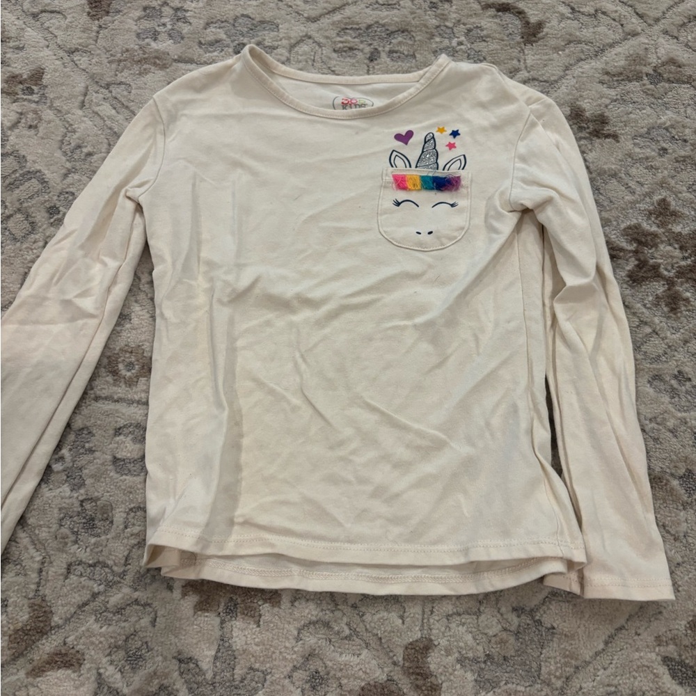 Unicorn Cream Kids Long Sleeve Shirt